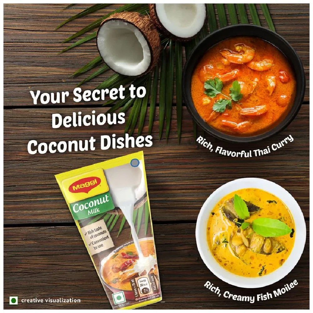 MAGGI Liquid Coconut Milk - Adds Creaminess & Flavour To Gravies, 180 ml Tetra Pack-7.webp